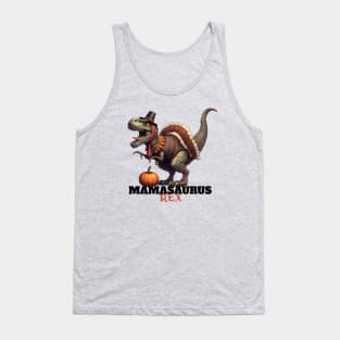 Mamasaurus Rex Happy Thanksgiving Retro Pumpkin Funny Design Tank Top